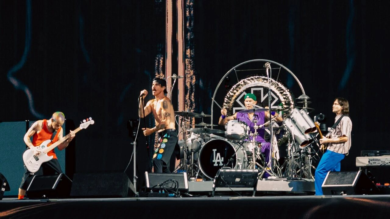 Red Hot Chili Peppers 2026-2027 Tour & Schedule featuring Red Hot Chili Peppers live on stage with stadium crowd